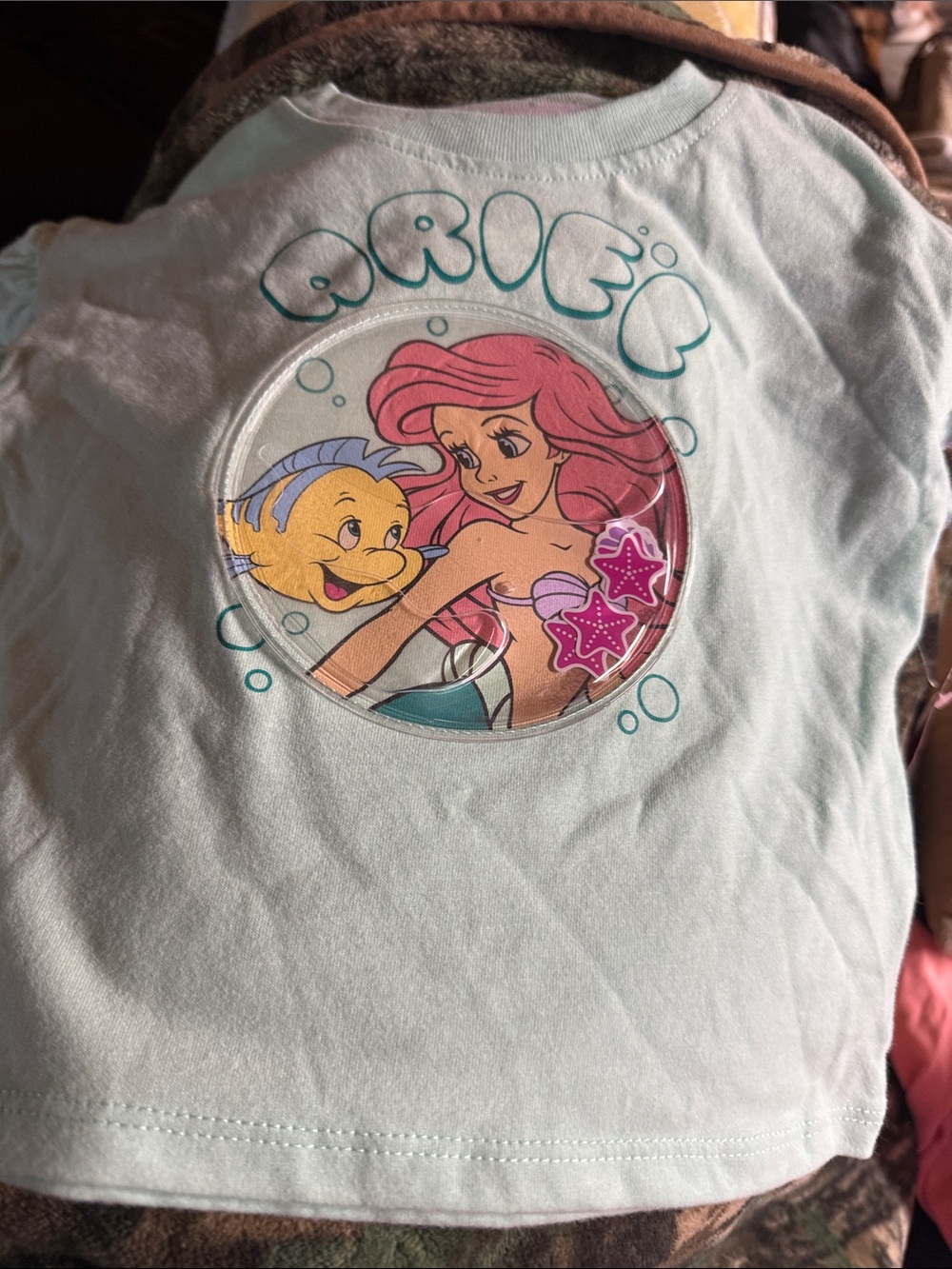 Disney Ariel Tee in Light Aqua with Pink and Yellow Accents